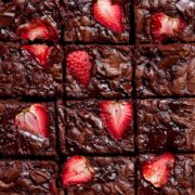 super fudgy and rich double chocolate strawberry brownies