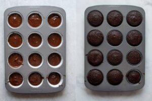 side by side how to bake gluten-free chocolate cupcakes