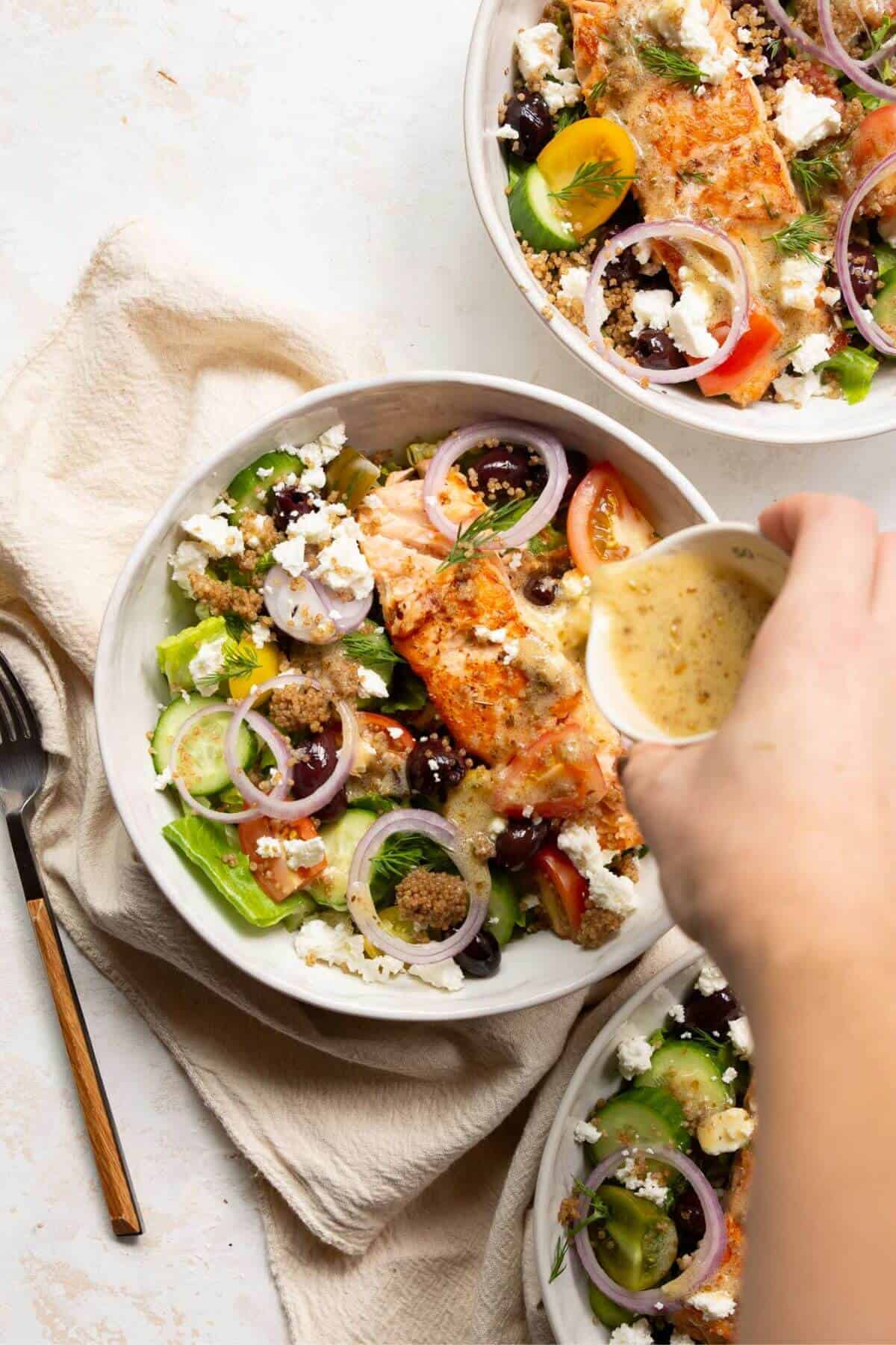 Greek Salmon Quinoa Salad - Healthful Blondie