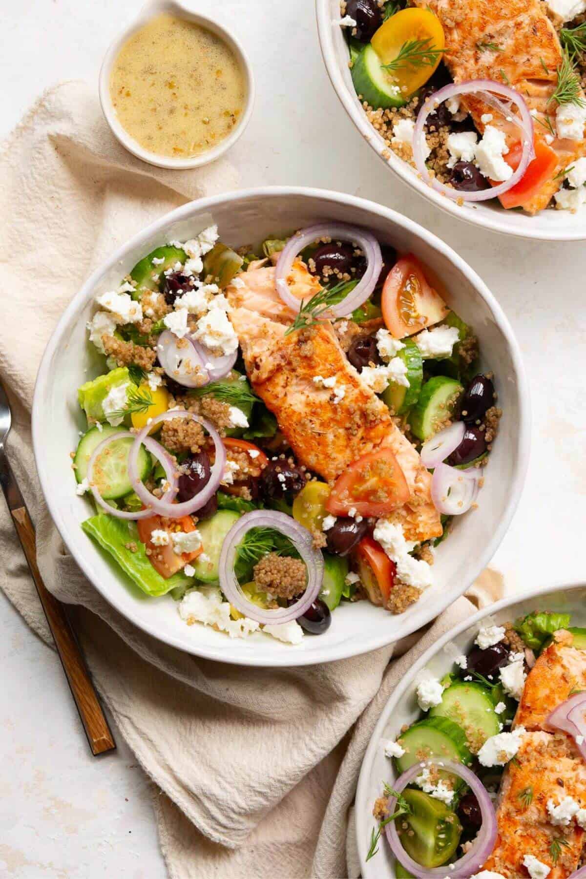 Greek Salmon Quinoa Salad - Healthful Blondie
