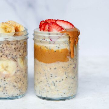 high-protein overnight oats with over ten flavors made with protein powder