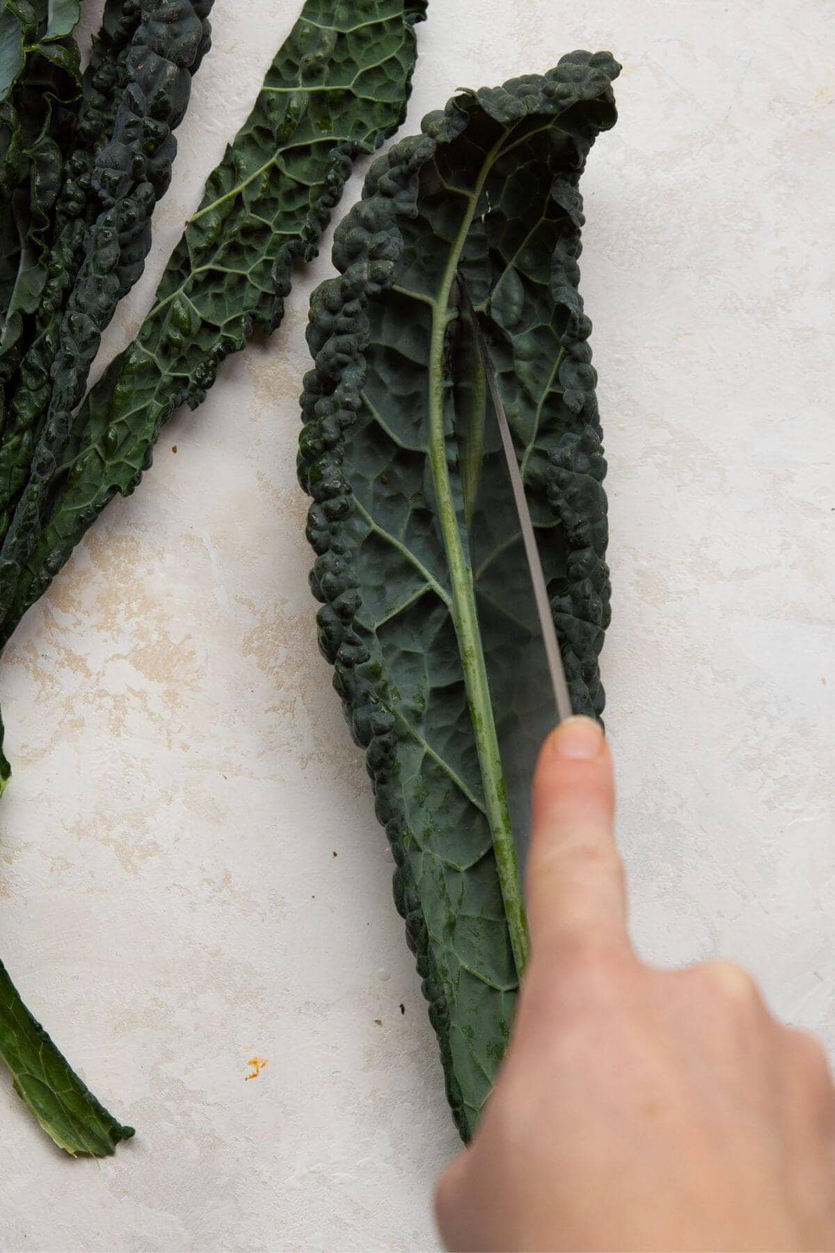 How to de-steam lacinato kale for salad.