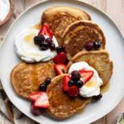 healthy ultra-fluffy oat flour pancakes