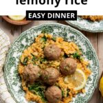 Baked Turkey Meatballs with Lemony Rice Recipe