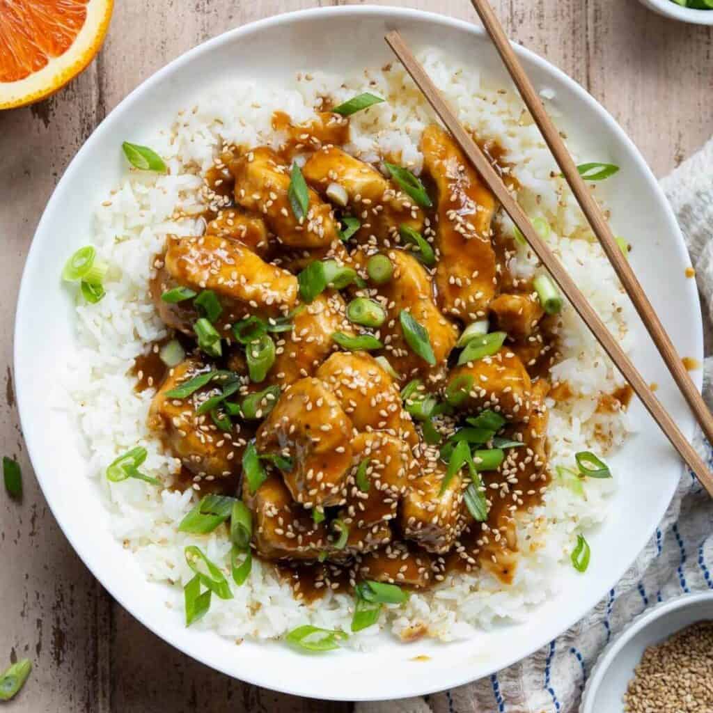healthy air fryer orange chicken