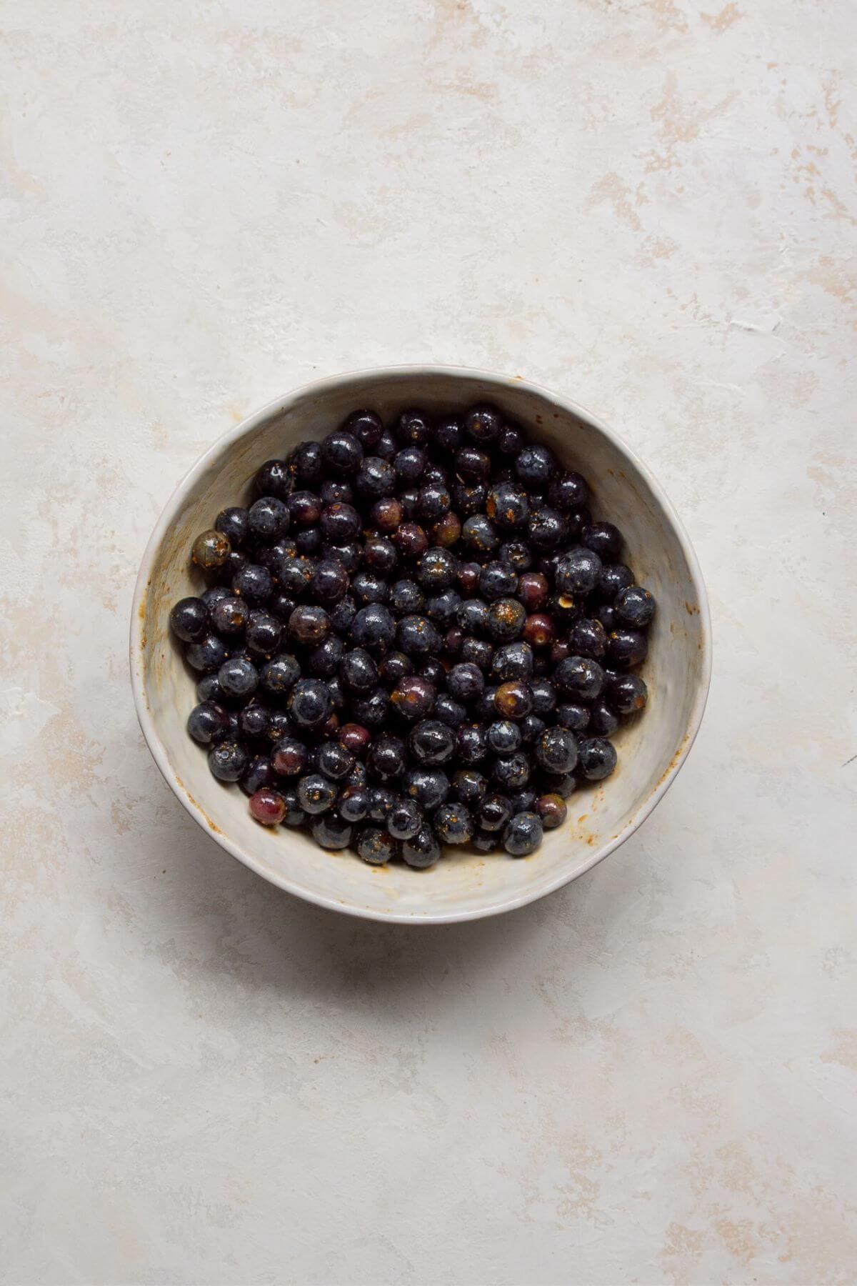Blueberry filling made with blueberries, lemon, and tapioca starch.