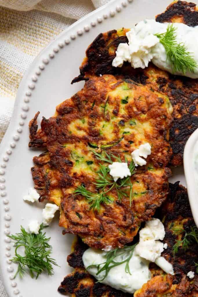 gluten free zucchini fritters with feta