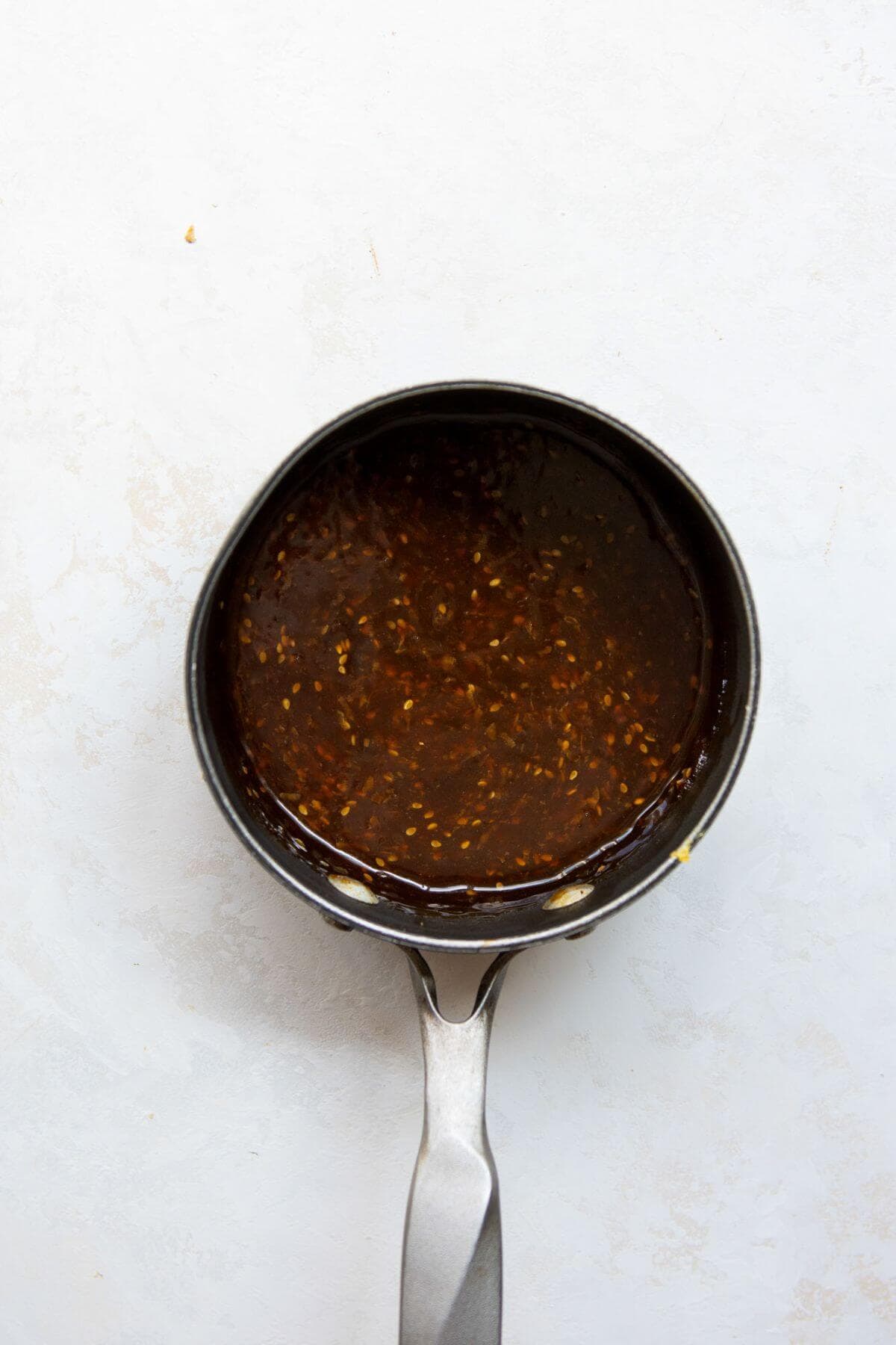 healthy homemade teriyaki sauce in a pot