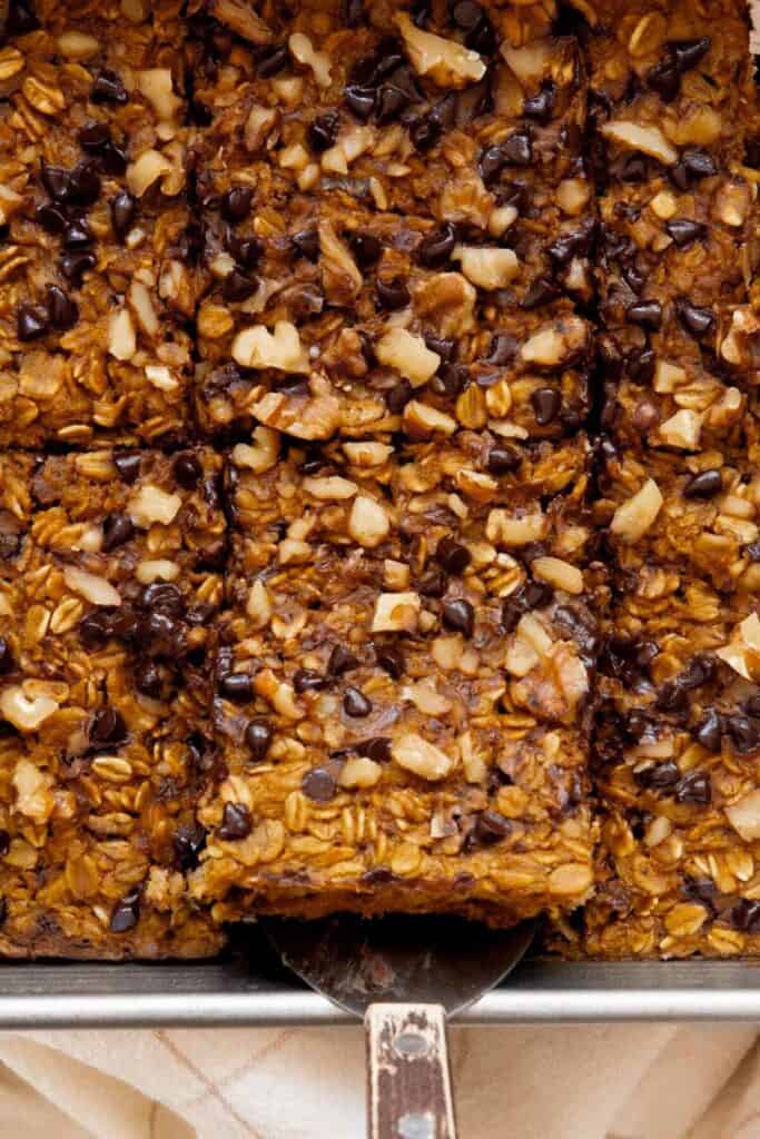 pumpkin baked oatmeal with coffee
