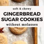Chewy Gingerbread Sugar Cookies Without Molasses