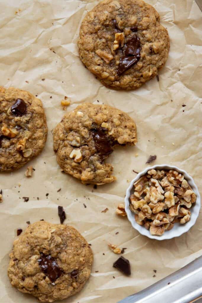 soft and chewy healthy oatmeal walnut cookies