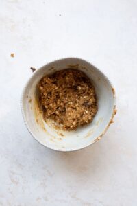 oatmeal walnut cookie dough in a bowl