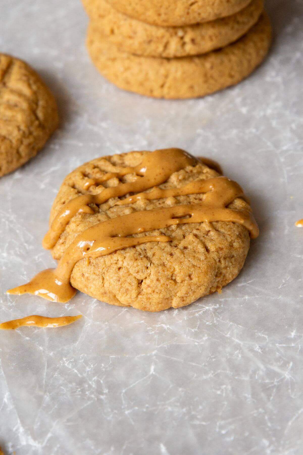 Healthy almond flour peanut butter cookies with soft and tender centers.