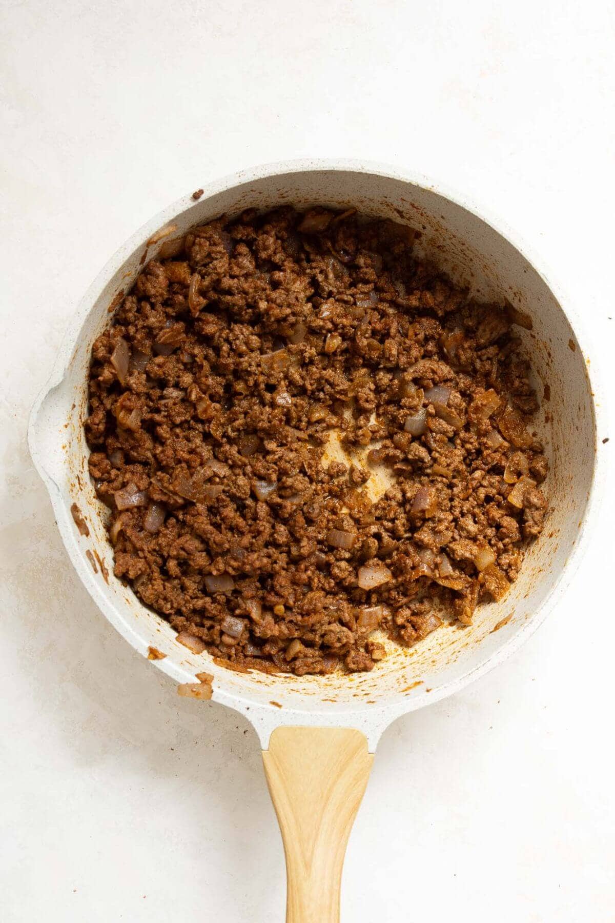 caramelized ground beef with onions and taco seasoning