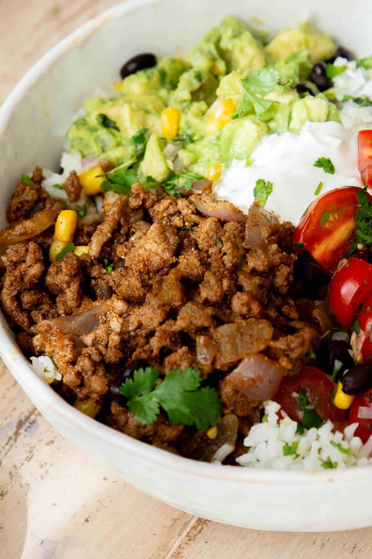 ground beef burrito bowls