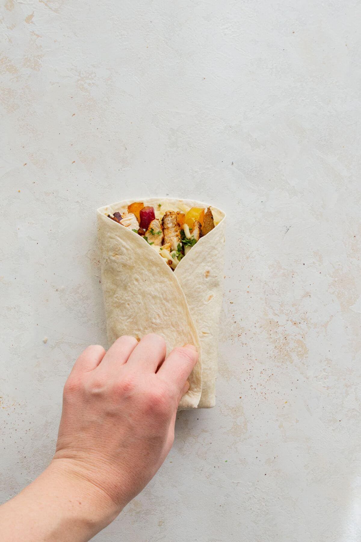 chicken fajita wrap before making it crispy in the pan