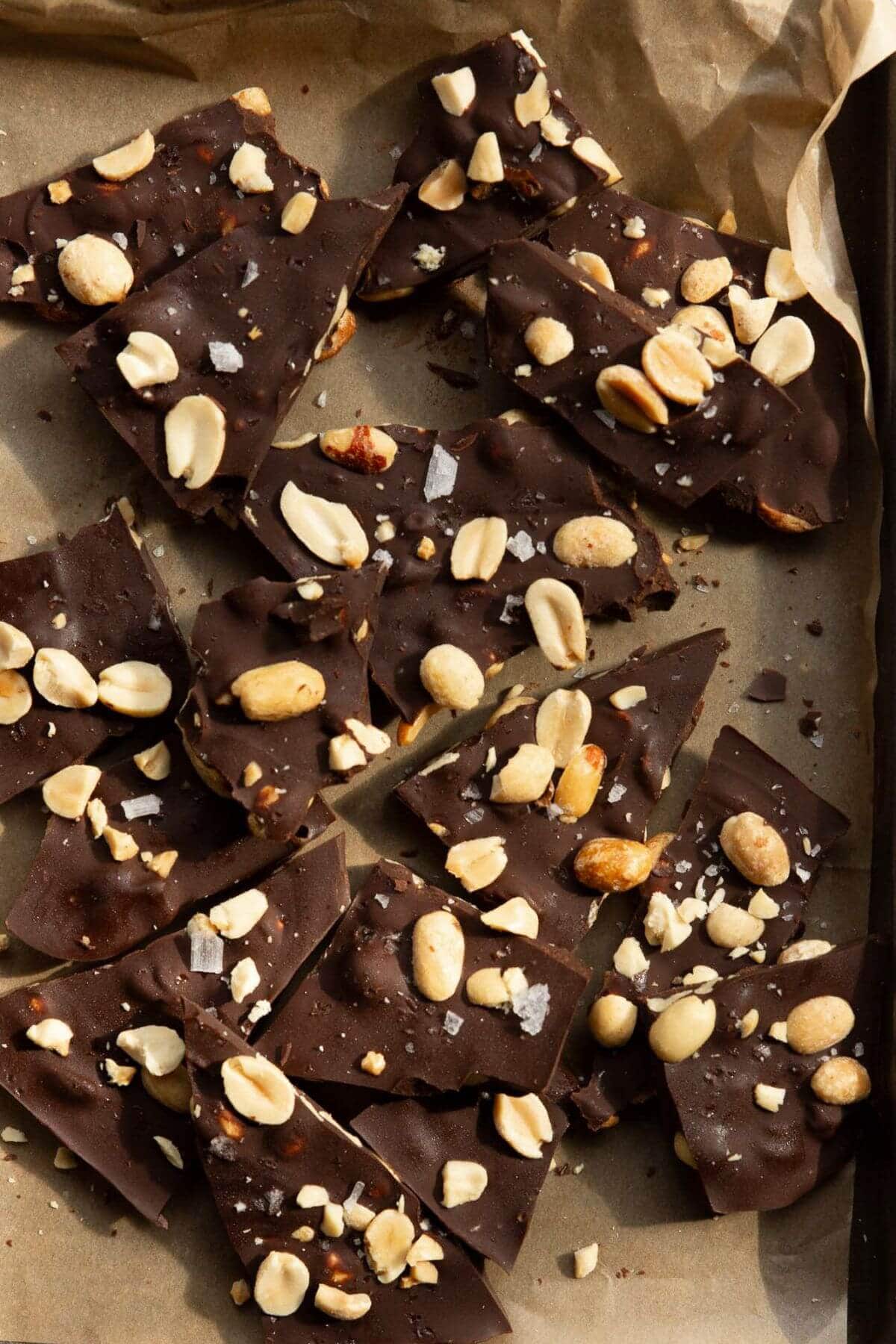 no bake dark chocolate peanut bark