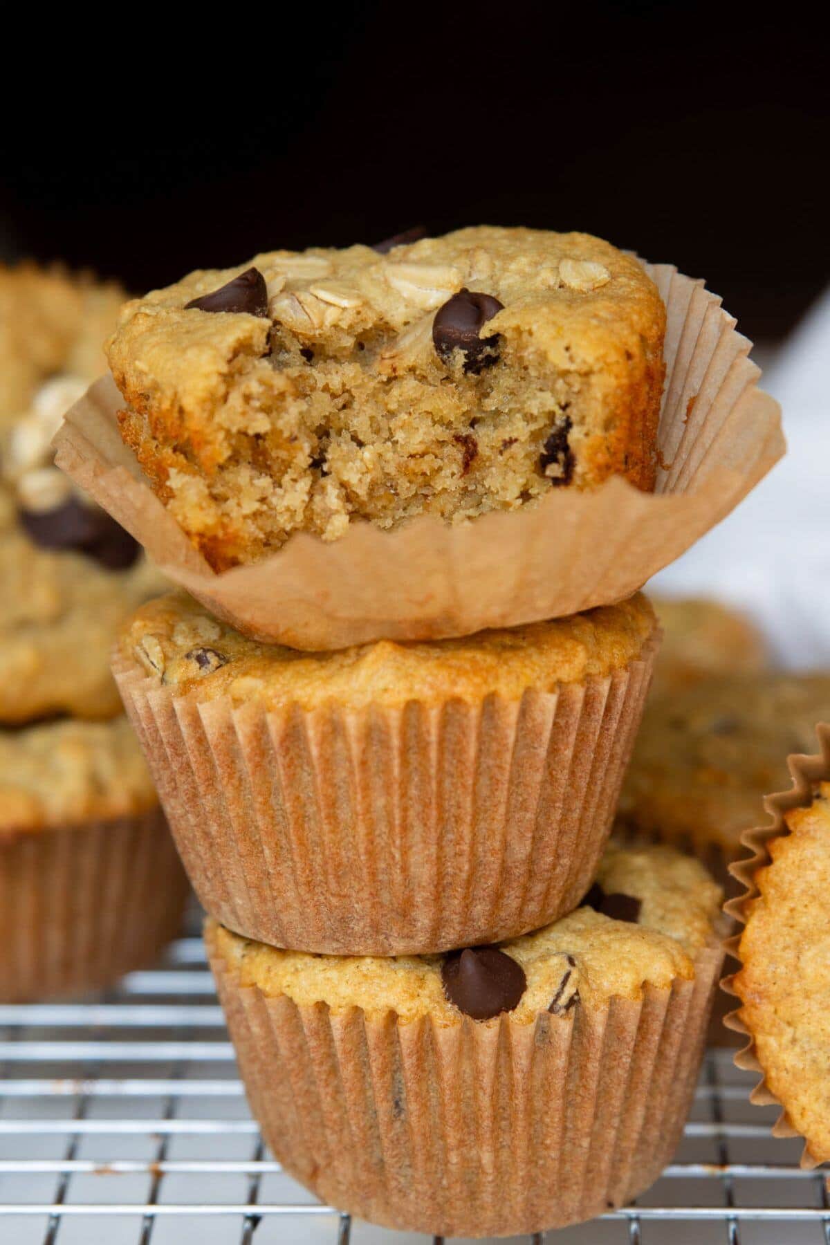 healthy chocolate chip oat muffins made with almond flour and oat flour