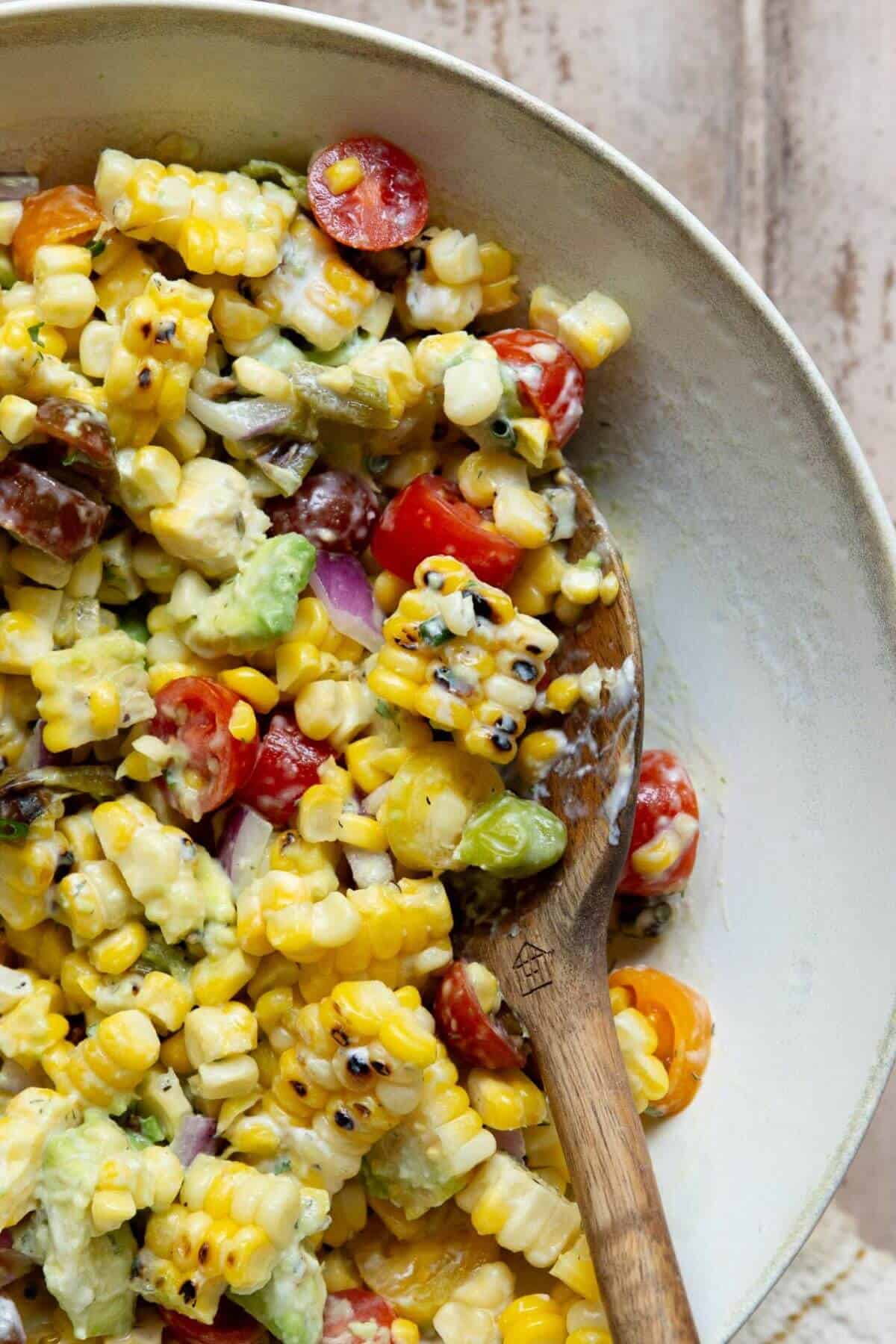 grilled corn salad with creamy dressing