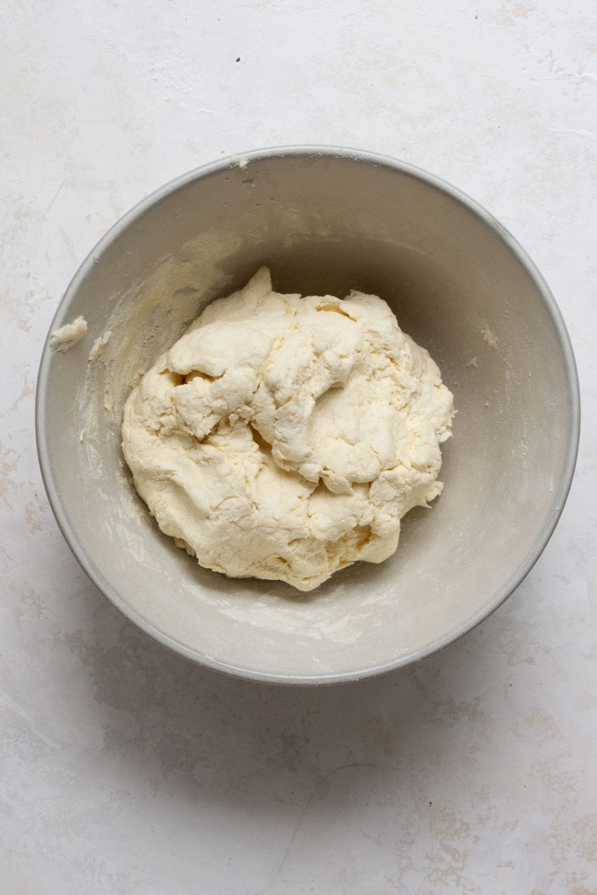 2 ingredient protein pizza dough in a bowl.