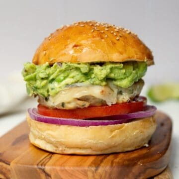 Juicy cilantro lime ground chicken burger.