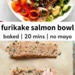 flaky furikake crusted salmon bowls