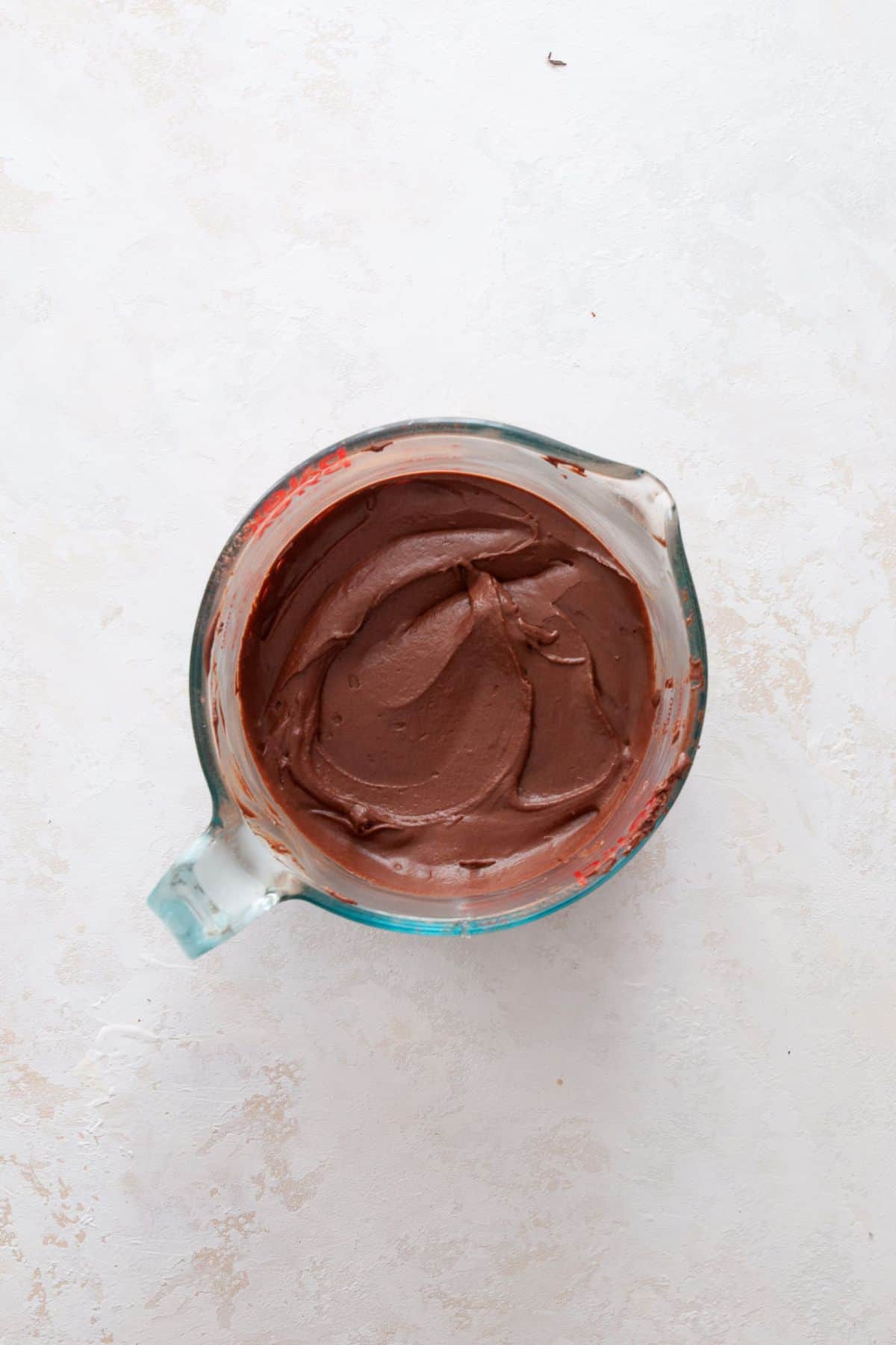 Thick vegan chocolate cake batter.